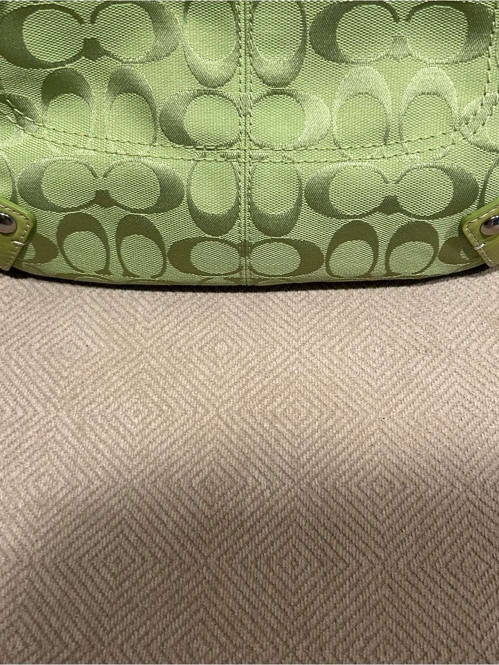 Coach vintage y2k lime green Penelope signature canvas, leather hobo F14689 - Picture 11 of 11